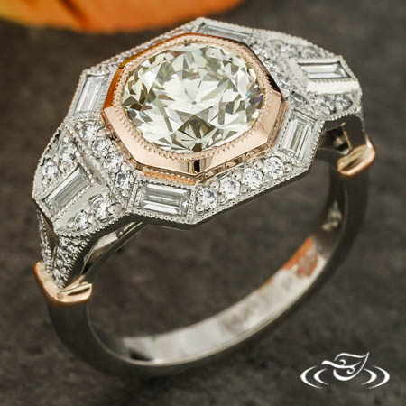 Art Deco Two-Tone Halo Ring
