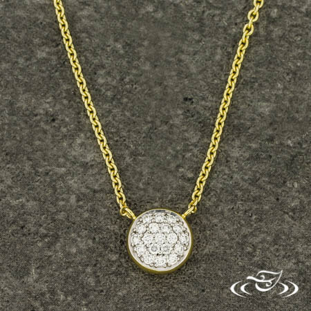 14Kt Yellow Gold Pave Diamond Circle Necklace