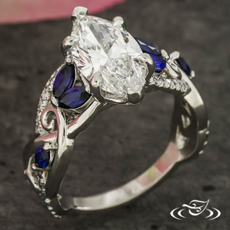 Marquise Diamond Swirl Engagement Ring