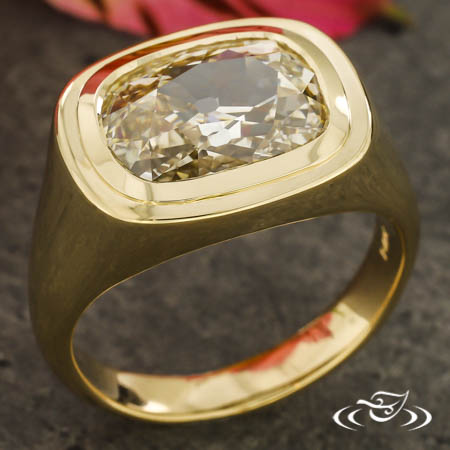 Bezel Set Ring With Old Mine Cut Diamond