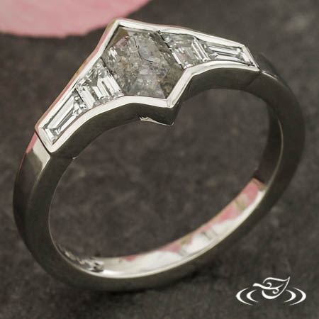Salt And Pepper And Baguette Diamond Ring