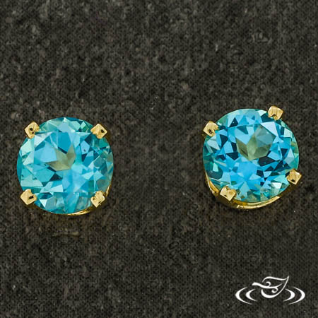 5Mm Blue/Green Topaz Studs