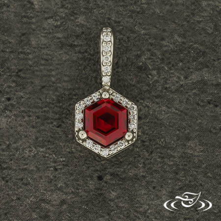 Hexagon Ruby Diamond Halo