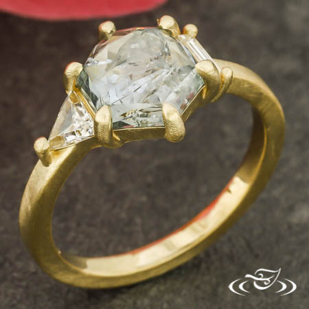 Rose Cut W Trillion 3 Stone