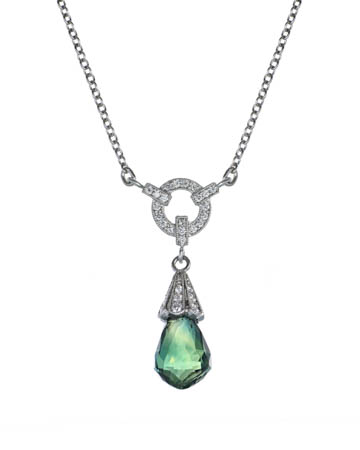 Platinum Briolette Dangle Necklace