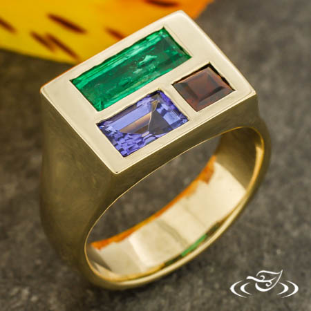Mondrian Inspired Gemstone Ring