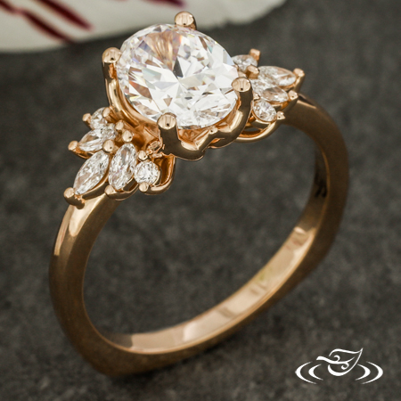 Rose Gold Accented Oval Engagement Ring