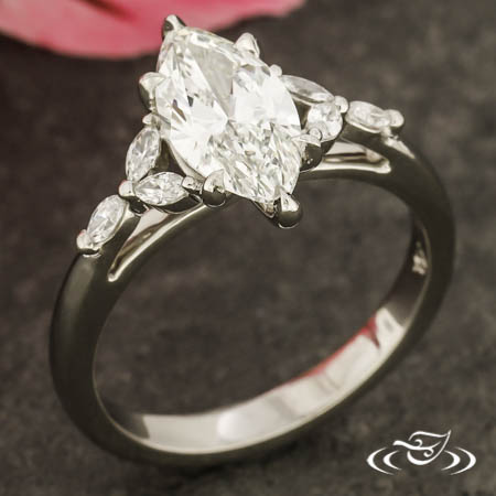Marquise Ring With Clustered Accent Diamonds