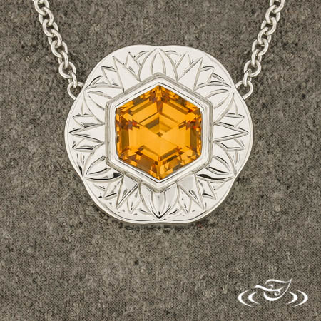 Hexagon Bezel Slide Pendant With Papyrus Engraving