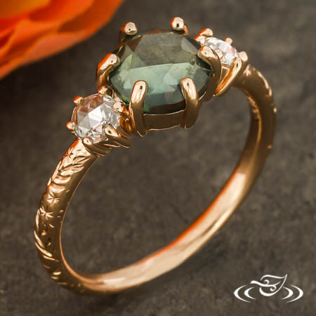  Rose Gold Three-Stone Engagement Ring
