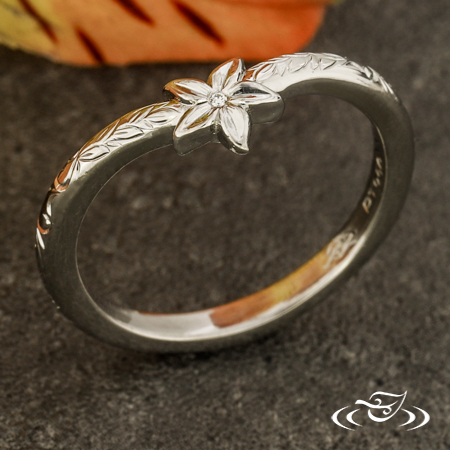 Floral Shadow Wedding Band