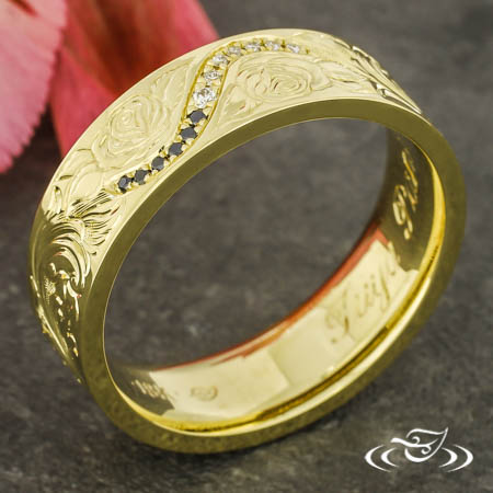 Rose Duet Engraved Band