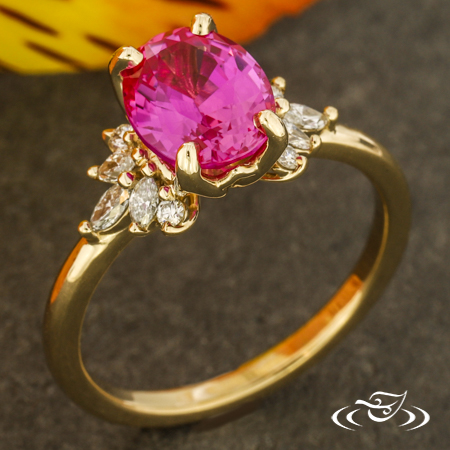 Pink Sapphire Cluster Ring