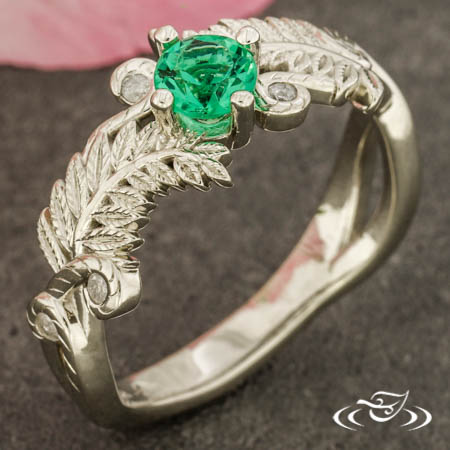 Fern Ring With Emerald