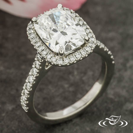 Halo Ring With Elongated Cushion