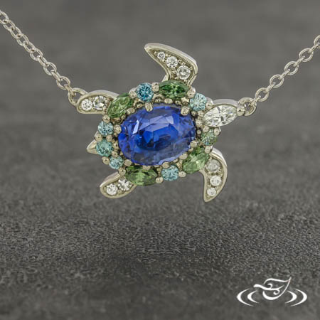 Turtle And Diamond Bubble Necklace
