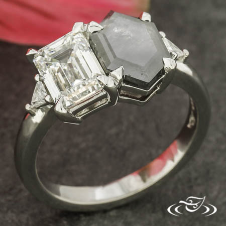 Salt And Pepper Moi Et Toi Engagement Ring