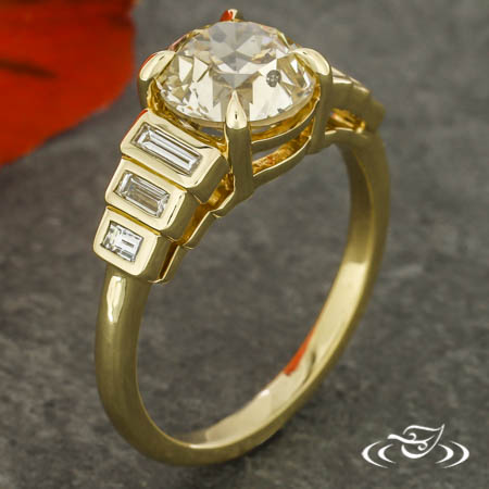 Vintage Old European Cut Champagne Diamond Engagement Ring
