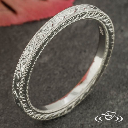 Platinum Engraved Wedding Band