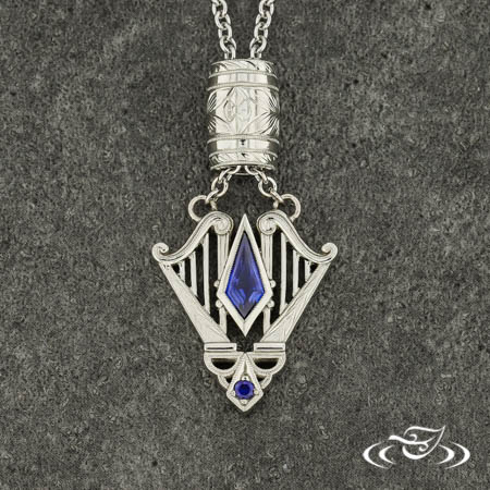 Double Harp Necklace With Sapphire