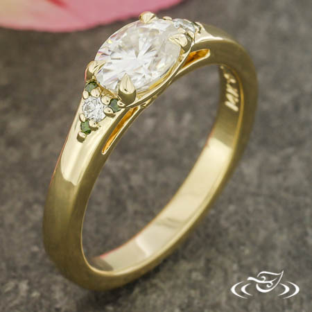 East/West Oval Cluster Engagement Ring