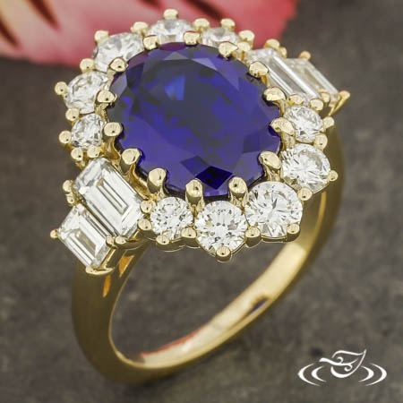 Oval  Sapphire Baguette Halo
