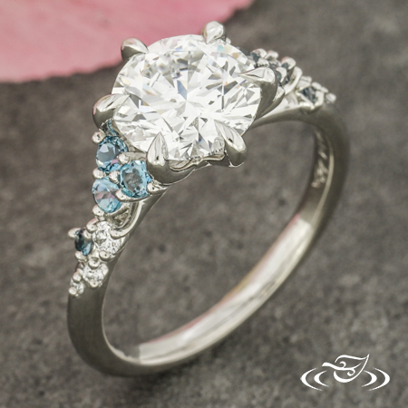 Cascading Diamond &Topaz Cluster Engagement Ring