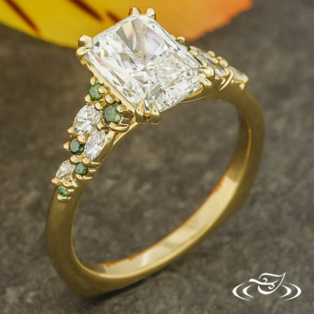  Radiant Diamond Accented Engagement Ring