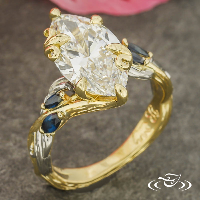 A Nature-Inspired Two-Tone Marquise Diamond Ring