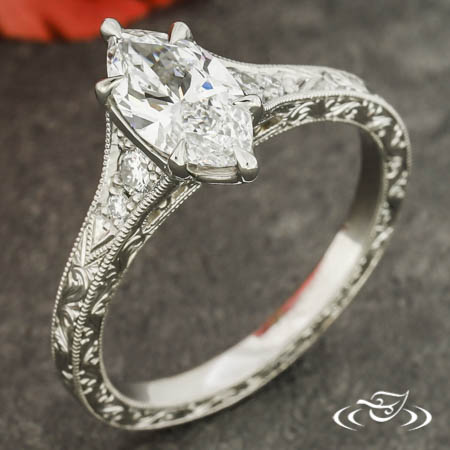 Marquise Ring With Antique-Inspired Details