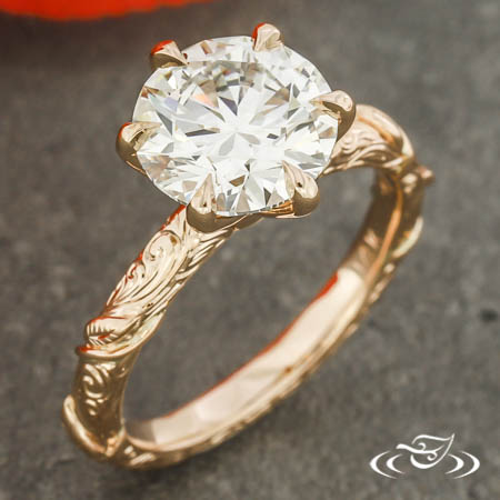 Filigree Vine & Engraving Solitaire