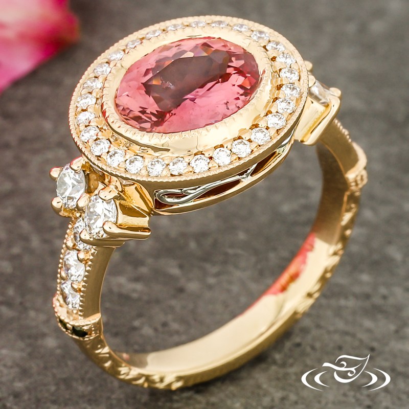 18Kt Rose Gold Halo Engagement Ring