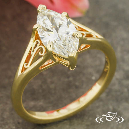 Delicate Filigree Solitaire Engagement Ring