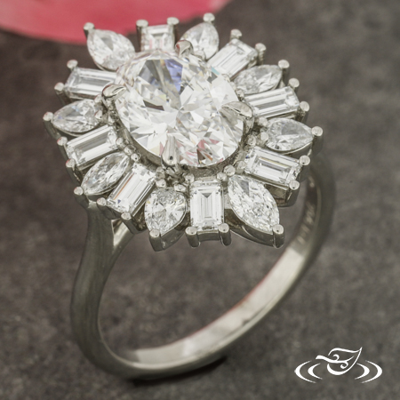 Engagement Ring With Mixed Shape Halo
