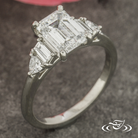 Emerald Cut Accented Solitaire 