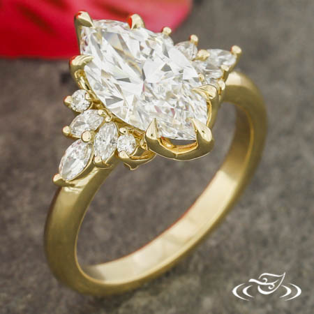 Custom Marquise Cluster Engagement Ring 
