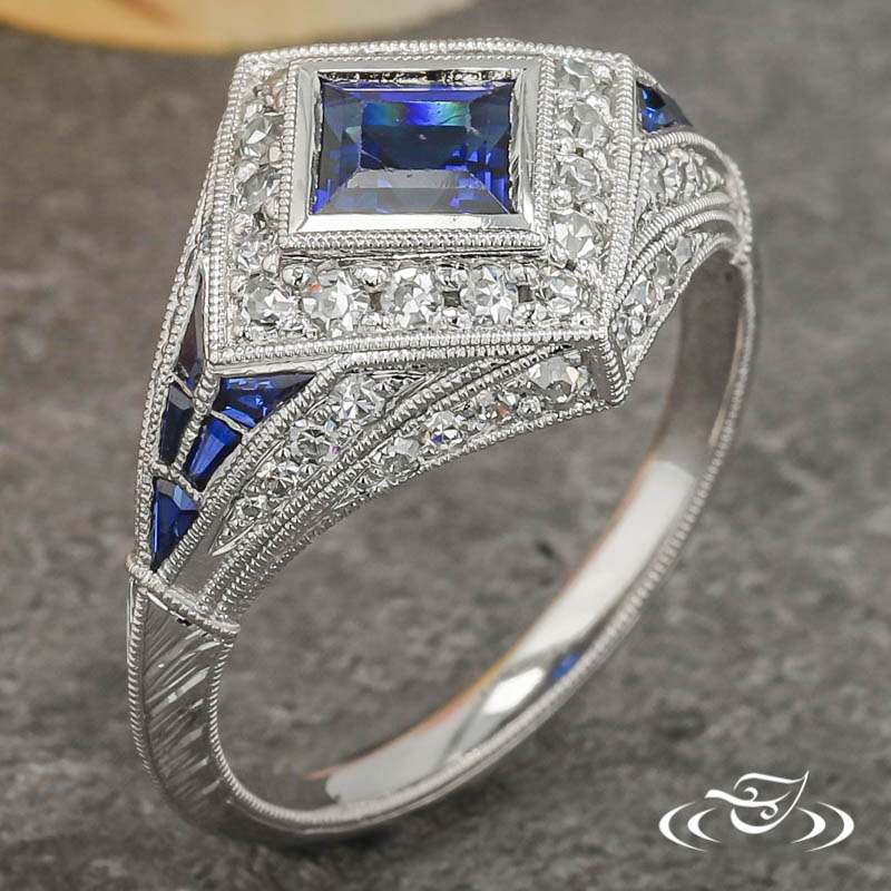 Antique Inspired Sapphire & Diamond Ring