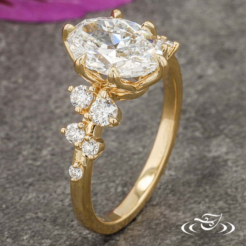  Solitaire  Engagement Ring  With Accent Stones 