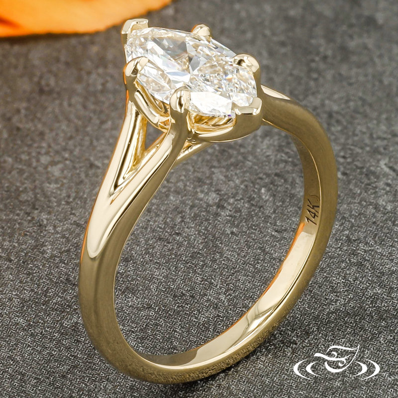 14Kty Split Shank Solitaire With Marquise Center Stone