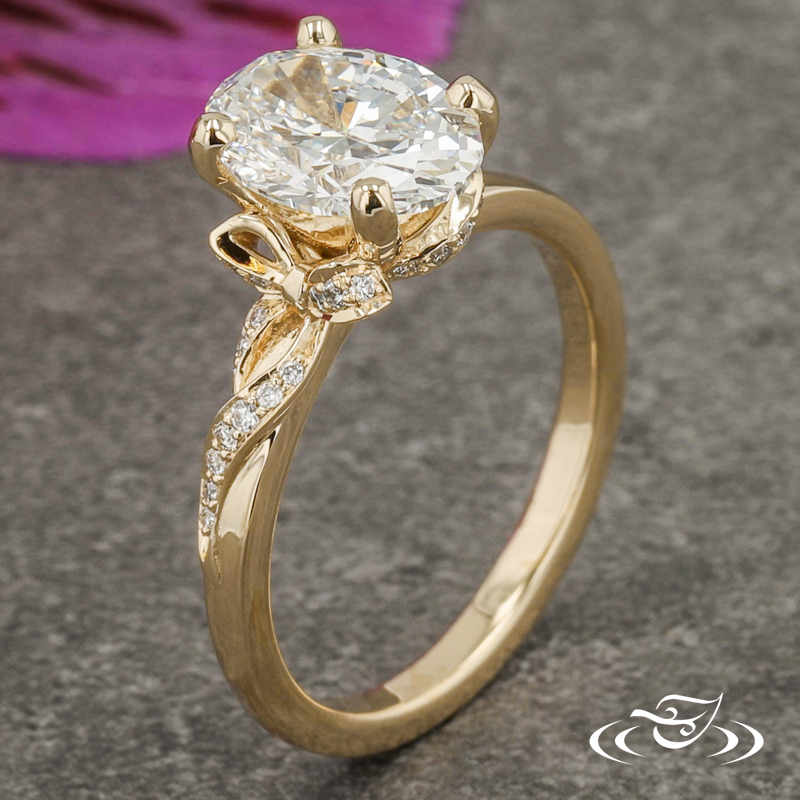 Yellow Gold Ribbon Engagement Ring 