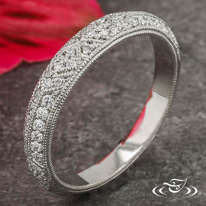  Diamond Band With Milgrain & Engraving