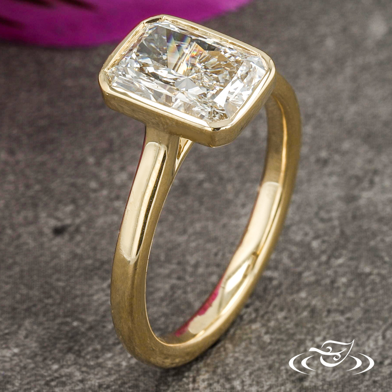 14Ky Bezel Set Radiant Lab Diamond Solitaire