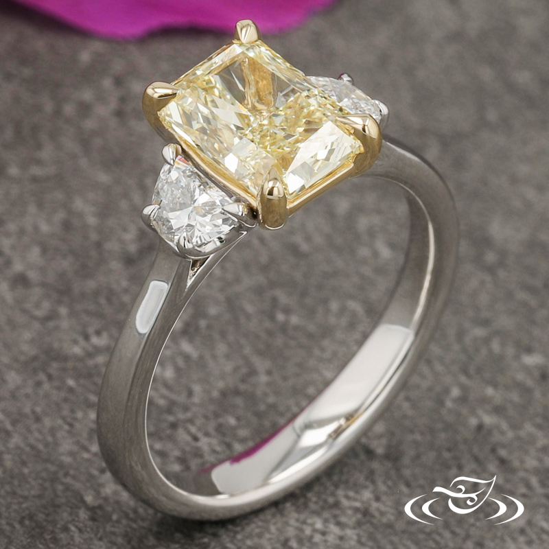 Two-Tone Radiant Yellow Lab Diamond 3-Stone Ring