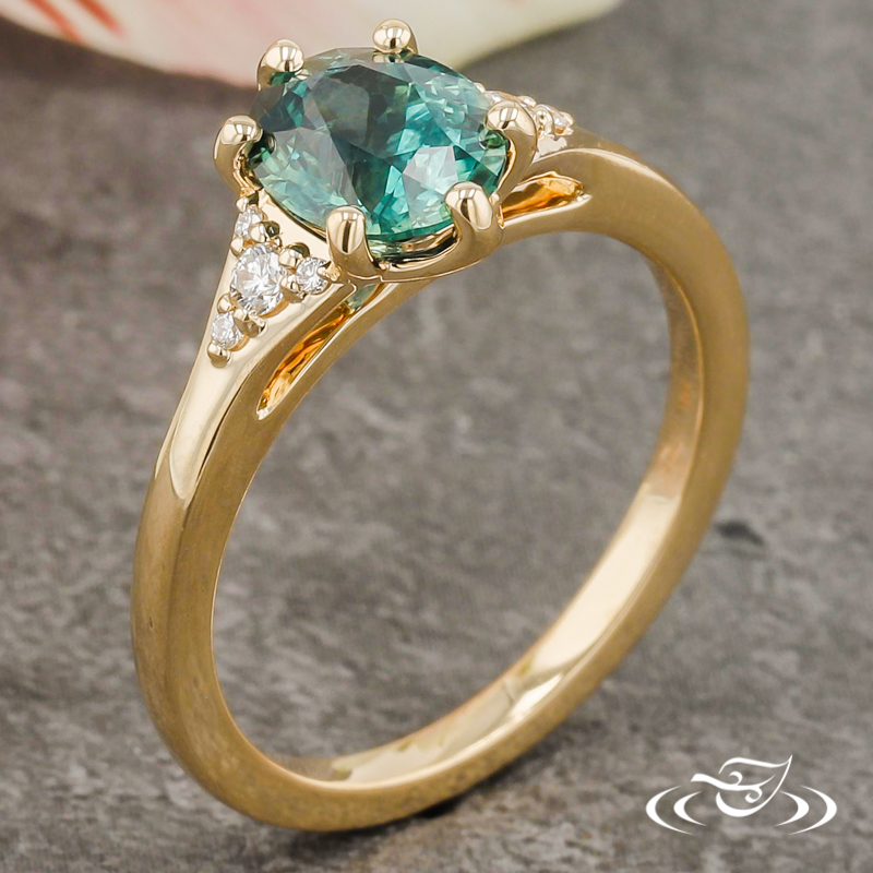 Teal Montana Sapphire And Diamond Ring