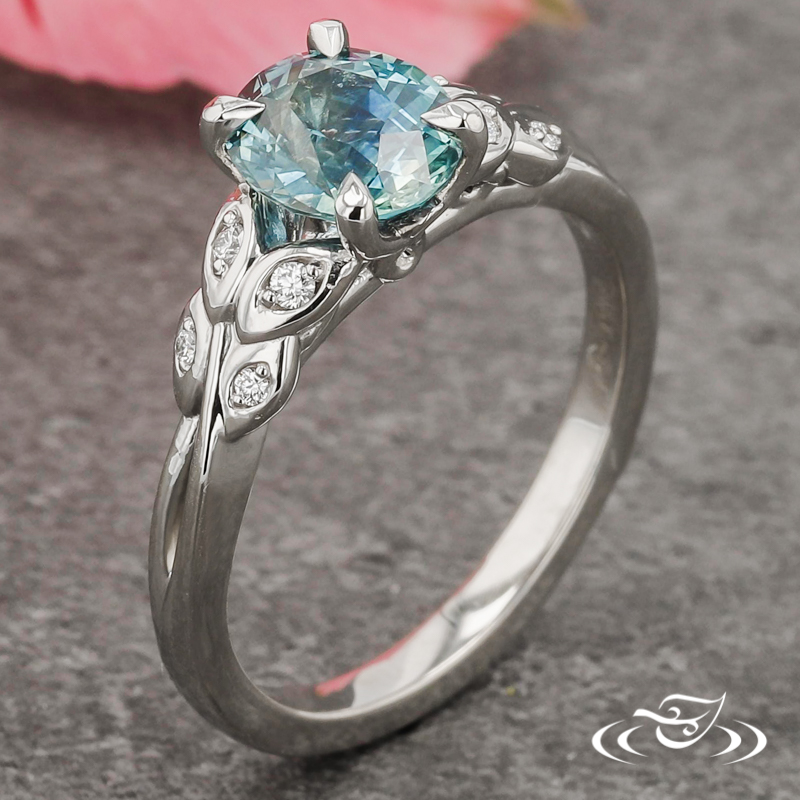 Platinum Vine And Sapphire Ring