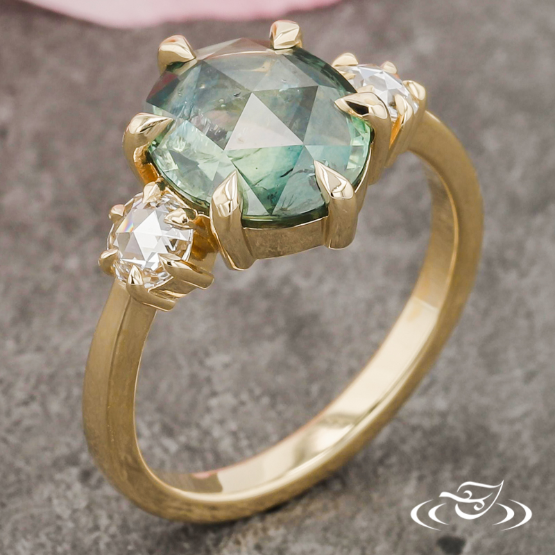 Three Stone Rose Cut Ring