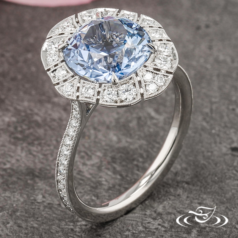 Hand Fabricated Sapphire Halo