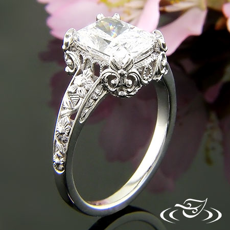 Vintage Style Floral Engagement Ring