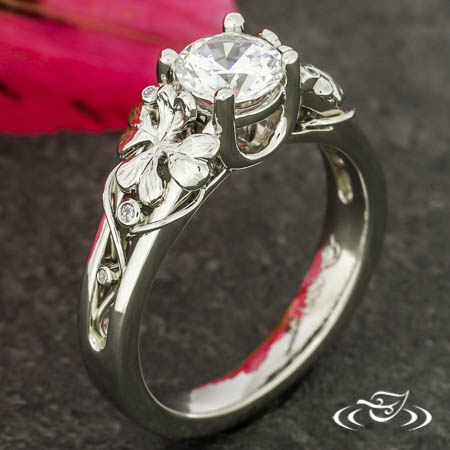 Platinum Fabricated Four-Leaf Clover Ring