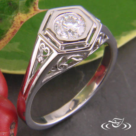 Edwardian Style Heart Filigree Ring